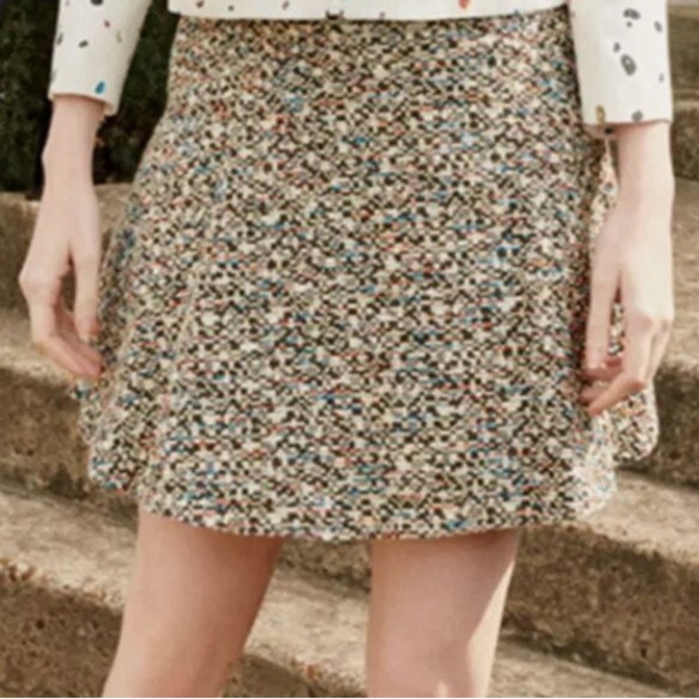 Akris Punto Flounced Static Tweed Skirt Multi colored Size 14